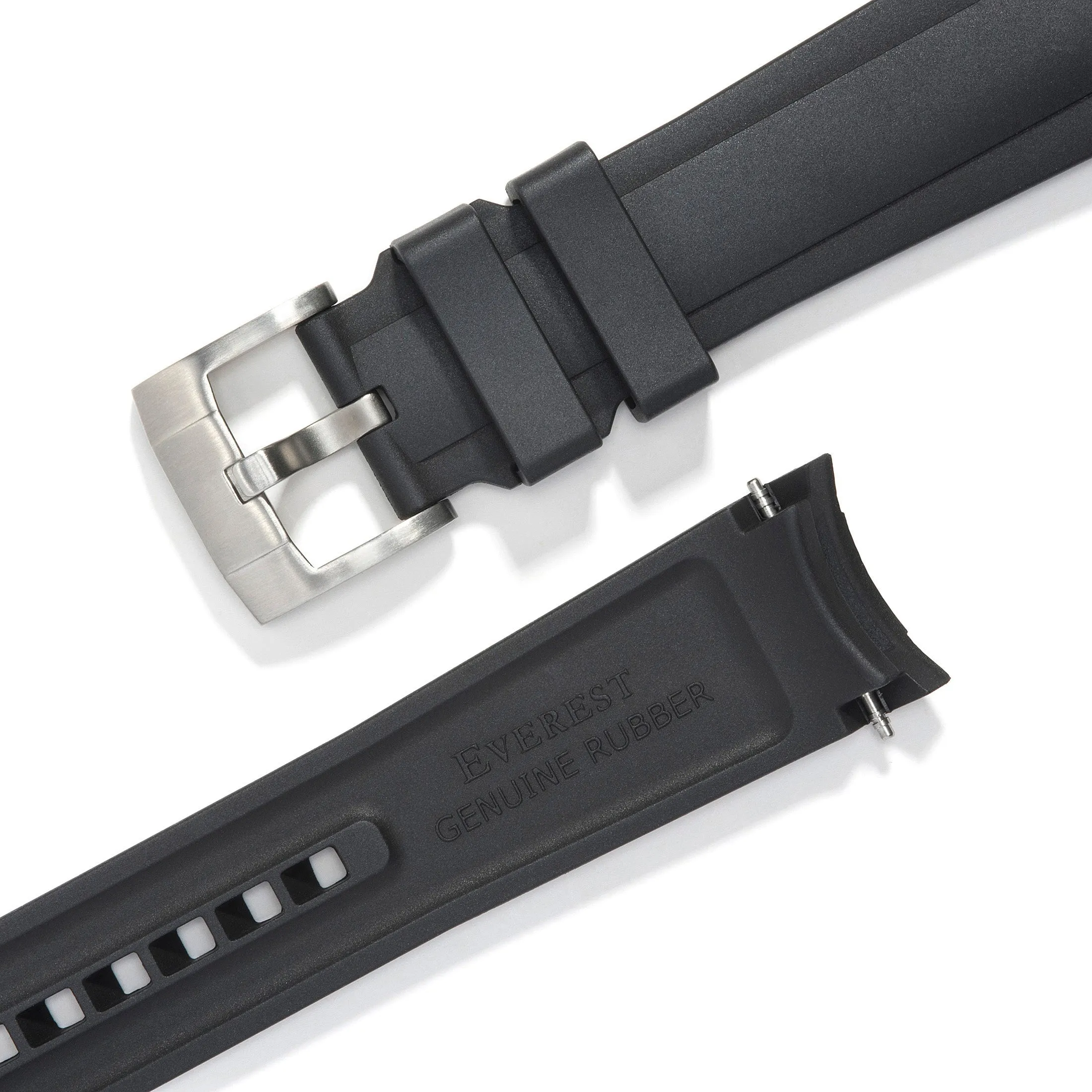 Curved End Rubber Strap for Rolex Submariner with Tang Buckle
