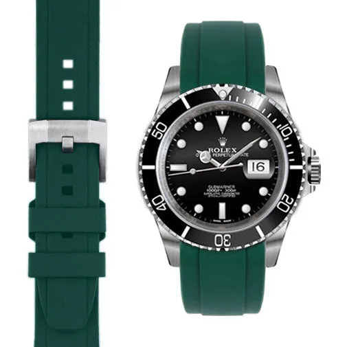 Curved End Rubber Strap for Rolex Submariner with Tang Buckle
