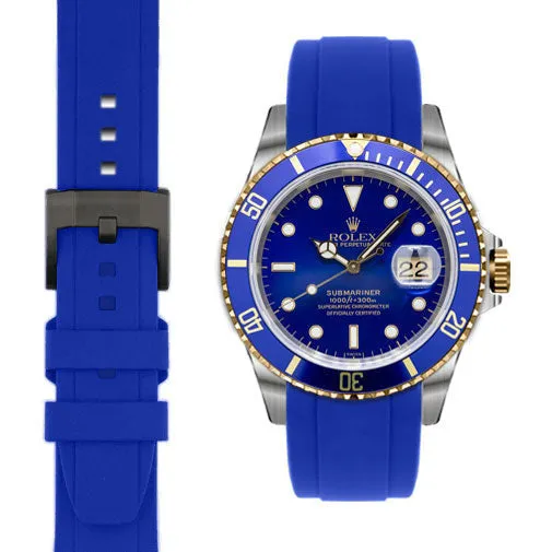 Curved End Rubber Strap for Rolex Submariner with Tang Buckle