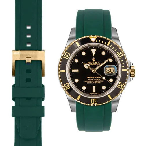 Curved End Rubber Strap for Rolex Submariner with Tang Buckle