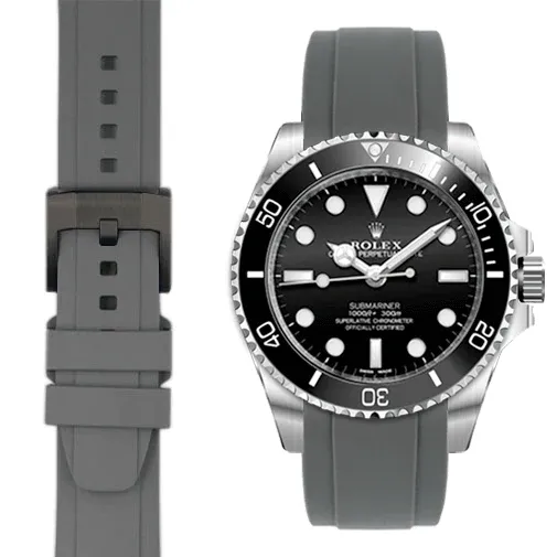 Curved End Rubber Strap with Tang Buckle for Rolex Sub Ceramic No-Date