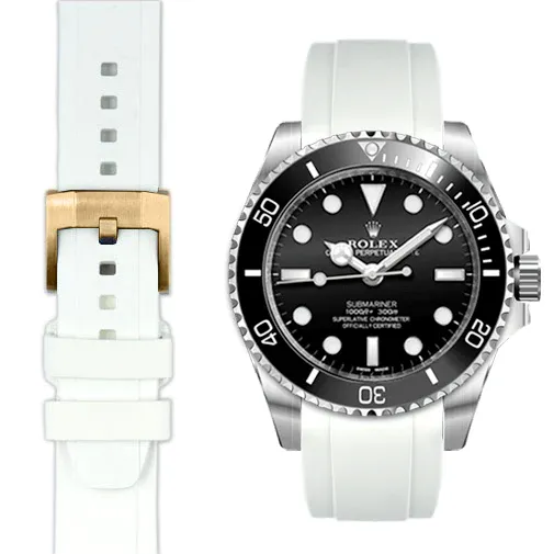 Curved End Rubber Strap with Tang Buckle for Rolex Sub Ceramic No-Date
