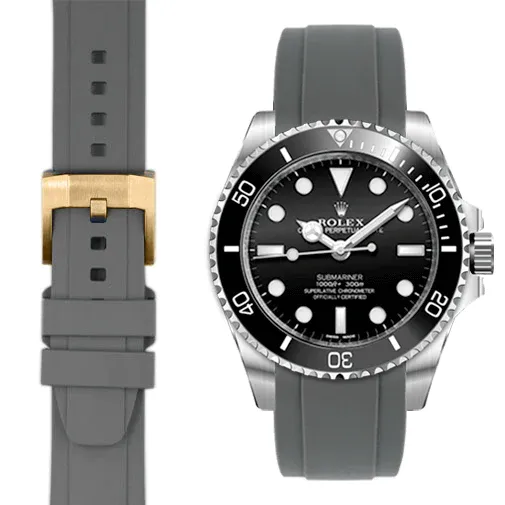 Curved End Rubber Strap with Tang Buckle for Rolex Sub Ceramic No-Date