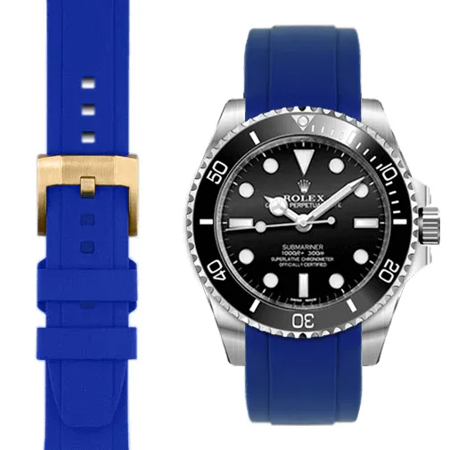 Curved End Rubber Strap with Tang Buckle for Rolex Sub Ceramic No-Date