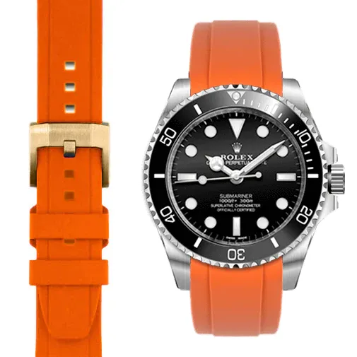 Curved End Rubber Strap with Tang Buckle for Rolex Sub Ceramic No-Date