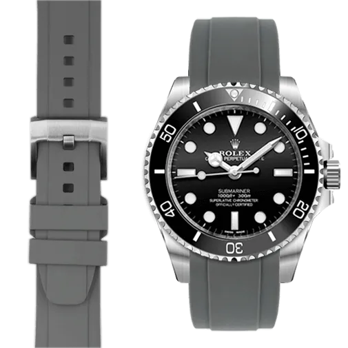 Curved End Rubber Strap with Tang Buckle for Rolex Sub Ceramic No-Date