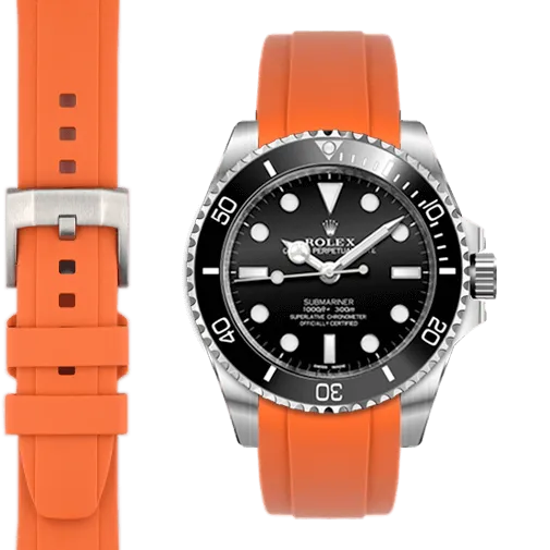 Curved End Rubber Strap with Tang Buckle for Rolex Sub Ceramic No-Date