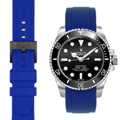 Curved End Rubber Strap with Tang Buckle for Rolex Sub Ceramic No-Date