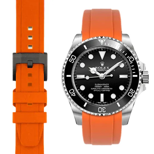 Curved End Rubber Strap with Tang Buckle for Rolex Sub Ceramic No-Date