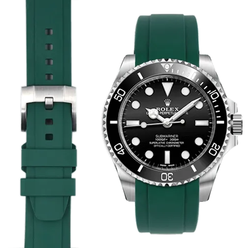 Curved End Rubber Strap with Tang Buckle for Rolex Sub Ceramic No-Date