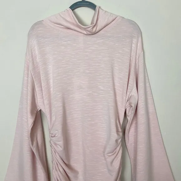 Daily Practice by Anthropologie High-Neck Long-SleeveRuched Pink Mini Dress