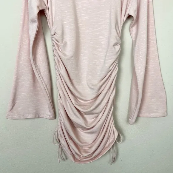 Daily Practice by Anthropologie High-Neck Long-SleeveRuched Pink Mini Dress