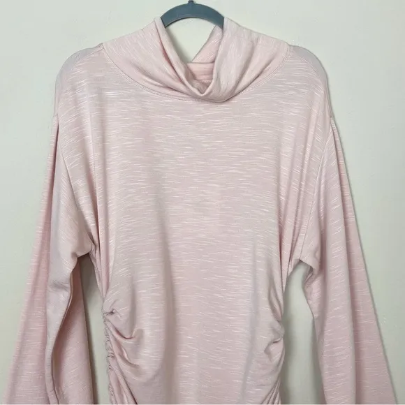 Daily Practice by Anthropologie High-Neck Long-SleeveRuched Pink Mini Dress