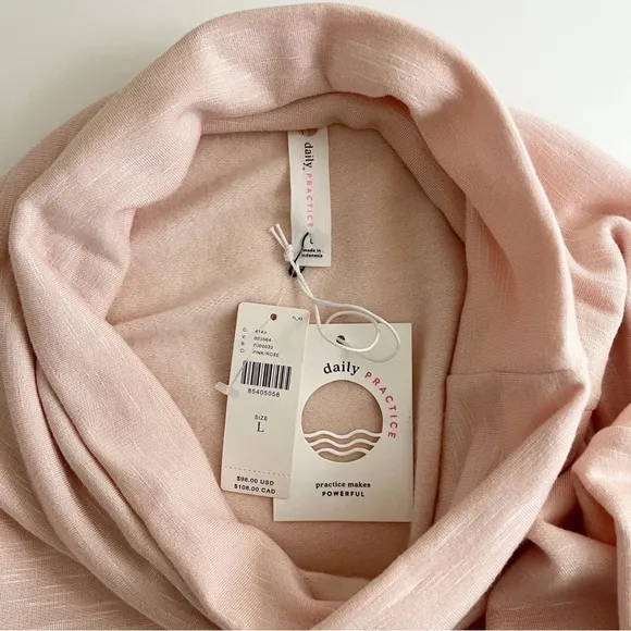 Daily Practice by Anthropologie High-Neck Long-SleeveRuched Pink Mini Dress
