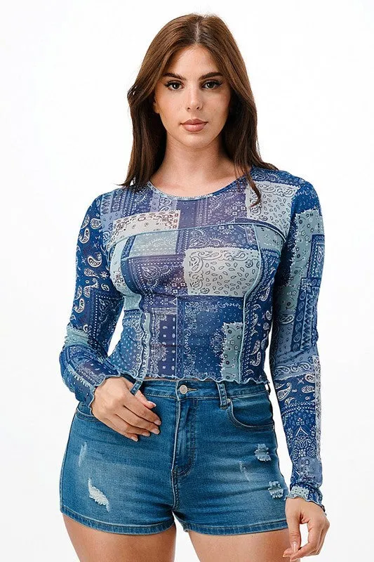 Danni Bandana Print Crop Top