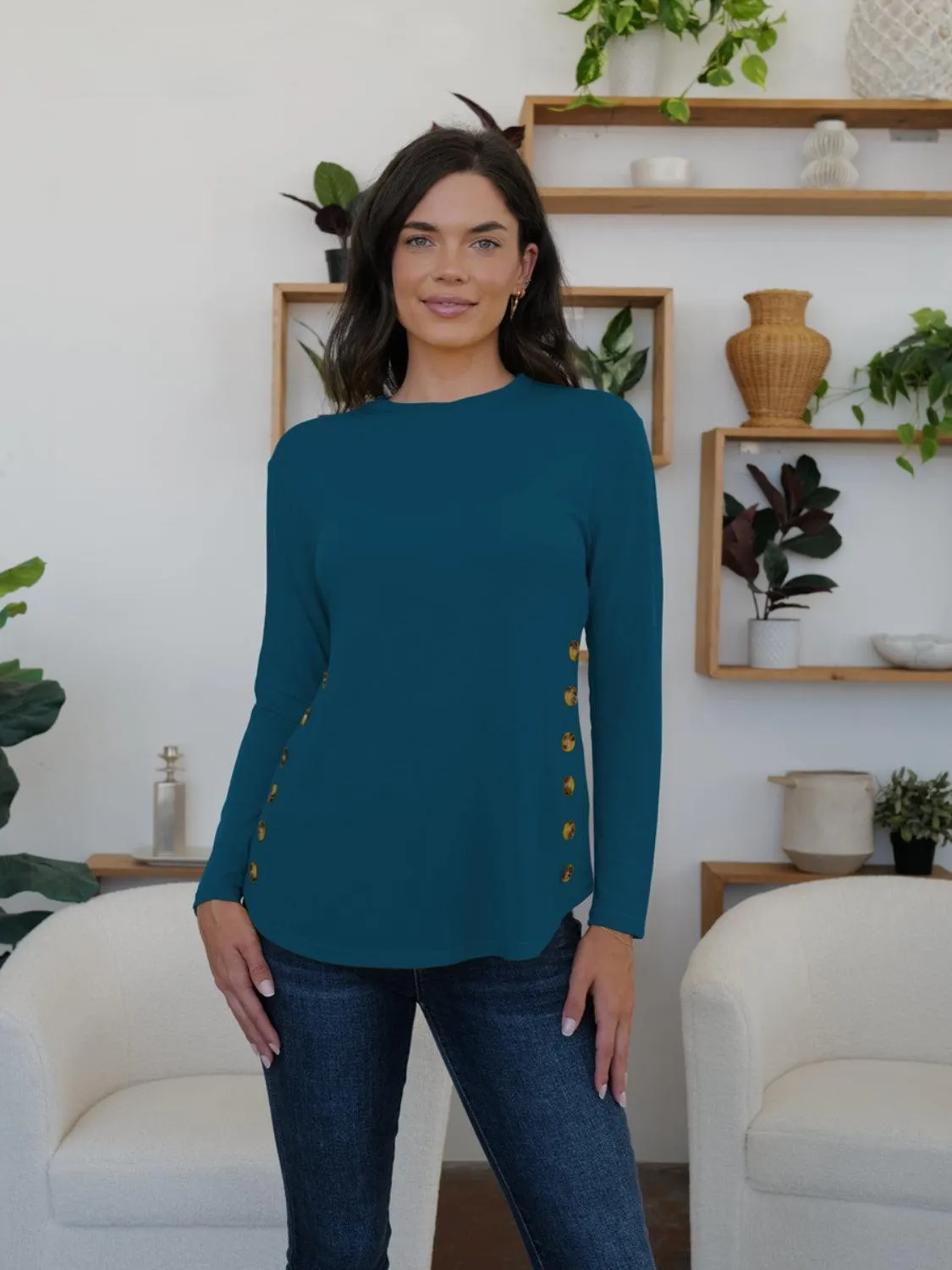 Decorative Button Long Sleeve Shirt