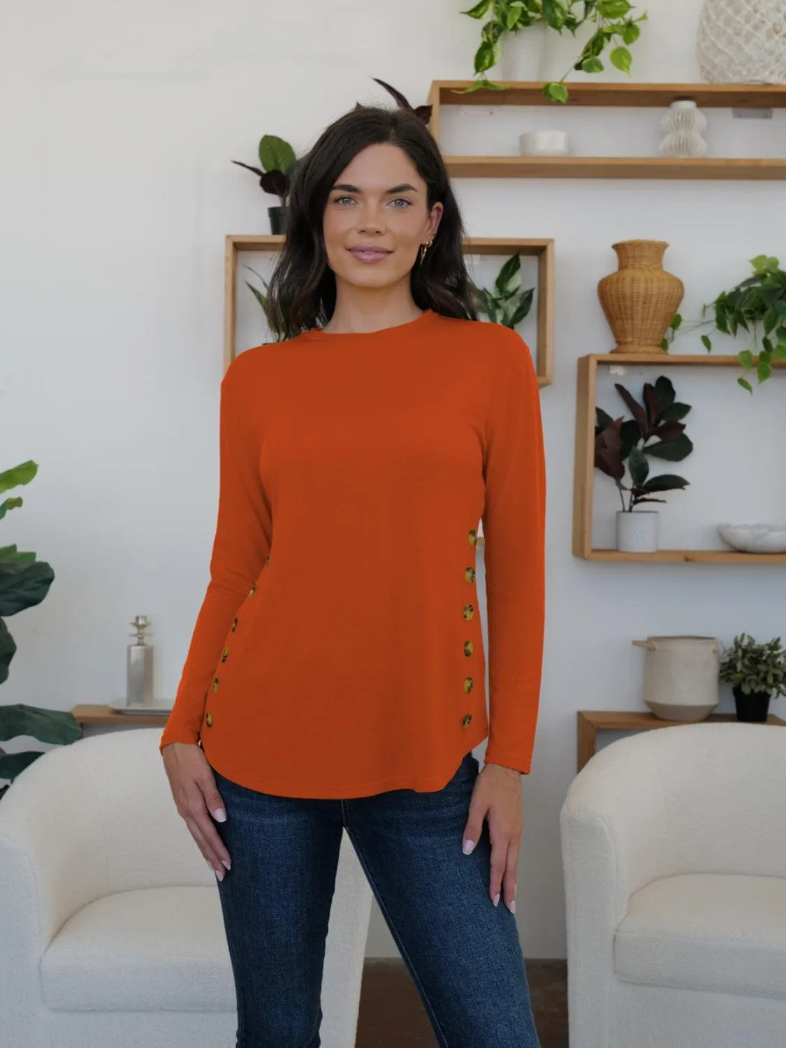 Decorative Button Long Sleeve Shirt