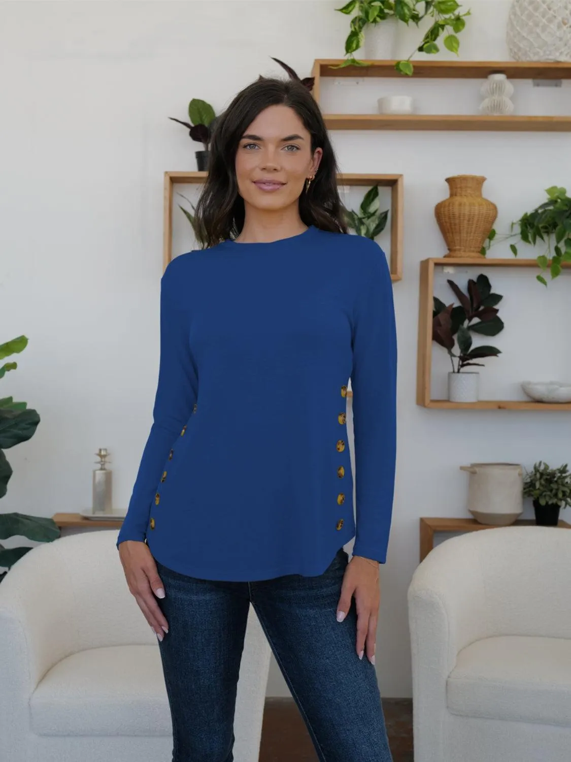 Decorative Button Long Sleeve Shirt