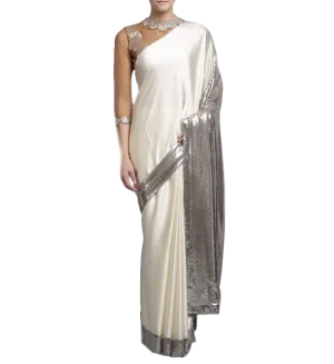 Designer Saree in Ivory Color