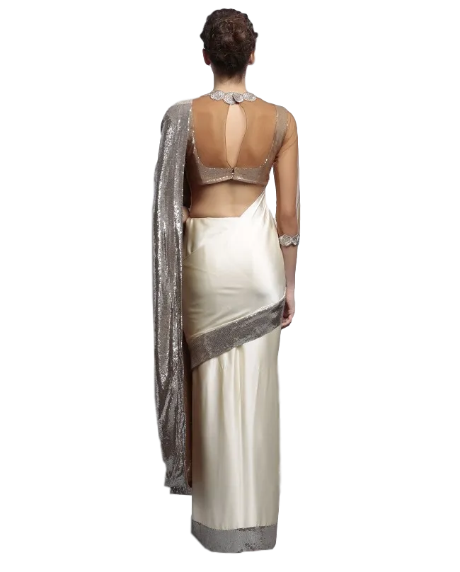 Designer Saree in Ivory Color
