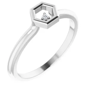 Diamond Stackable Honeycomb Ring
