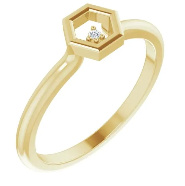Diamond Stackable Honeycomb Ring