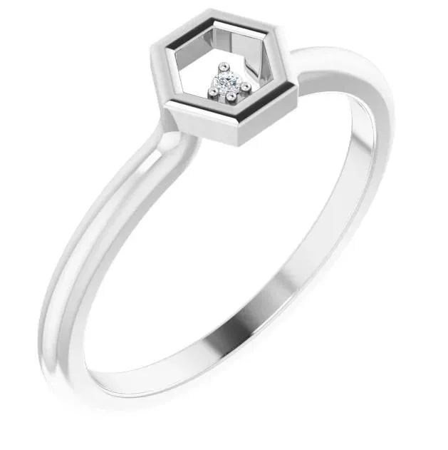 Diamond Stackable Honeycomb Ring