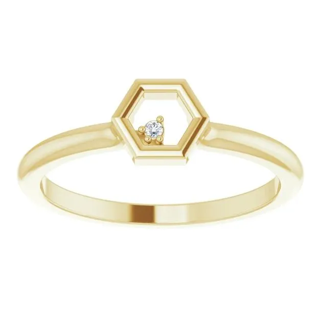 Diamond Stackable Honeycomb Ring