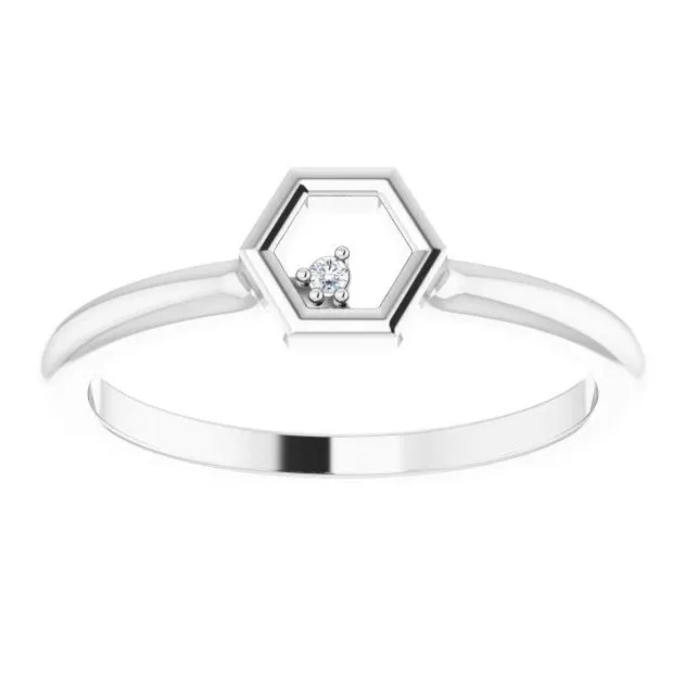 Diamond Stackable Honeycomb Ring