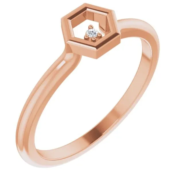 Diamond Stackable Honeycomb Ring