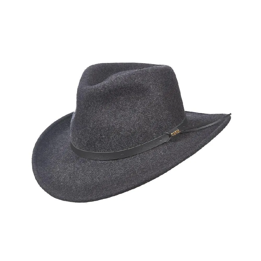 Dorfman Pacific Crush Felt Yukon Hat - Charcoal - DF49CHAR