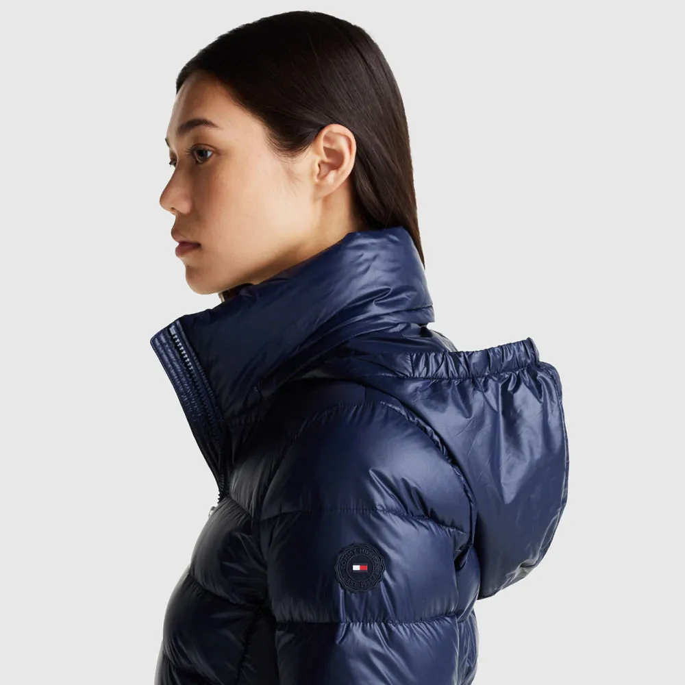 Down Feminine Gloss Jacket - Navy