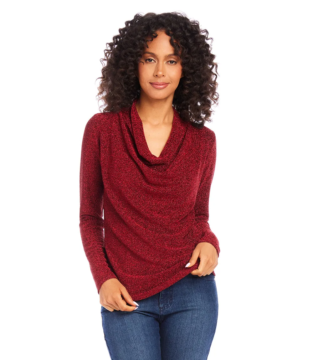 Drape Neck Metallic Top