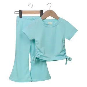 Drawstring Flare Set - Blue
