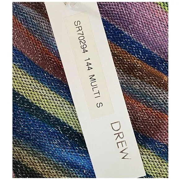 DREW Patsy Wrap Dress NWT $276 Multicolor Striped Metallic Women's Size Small