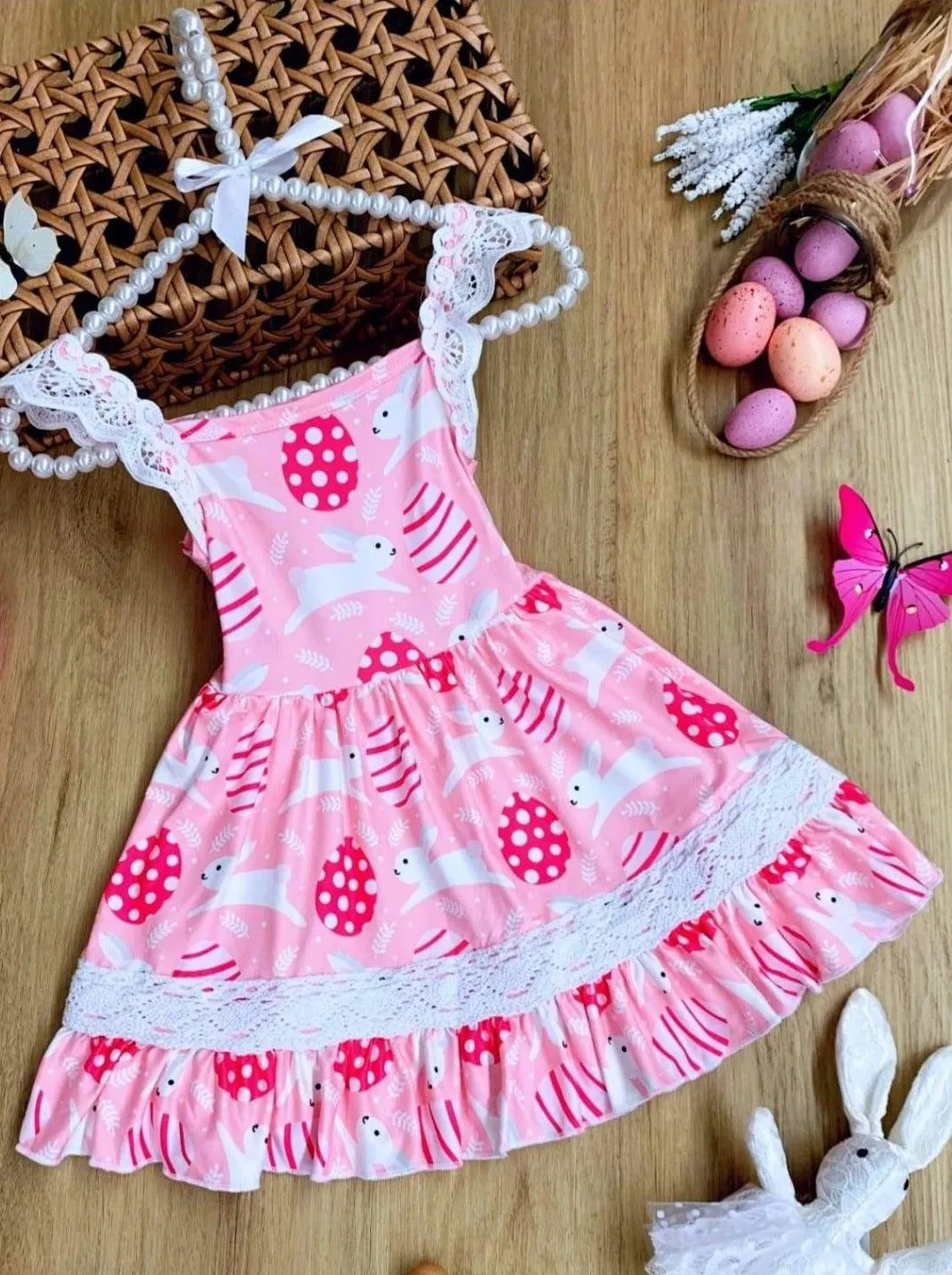 Egg-citing Easter Lace Scalloped Dress