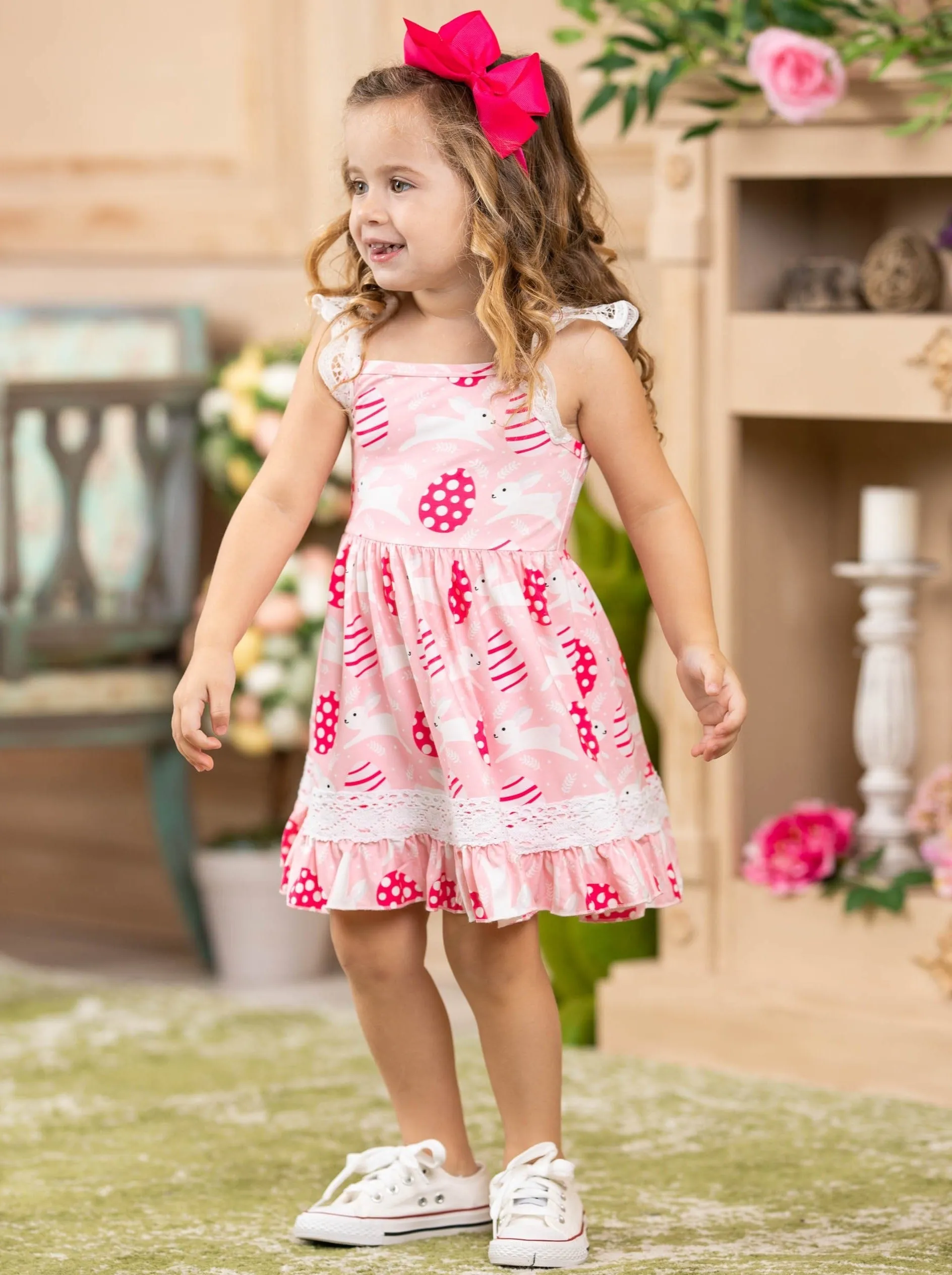 Egg-citing Easter Lace Scalloped Dress