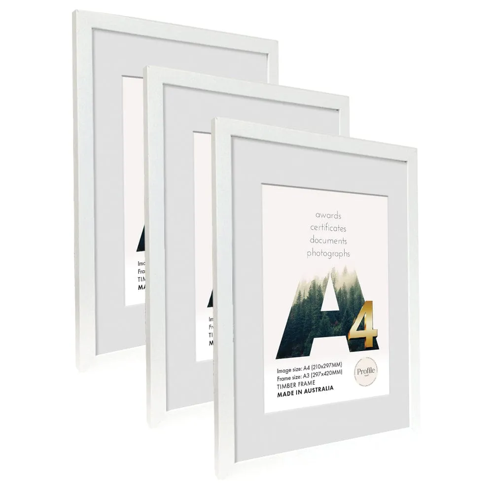 Elegant White A3/A4 Set of Frames (Bulk Frame Bundle 3 Pack)