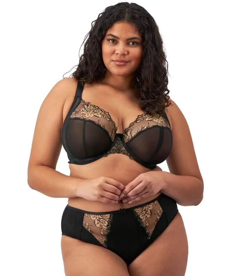 Elomi Teagan High Leg Brief - Black/Almond