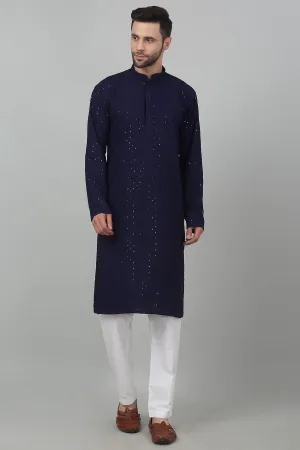 Embroidered Blue Kurta & Pants