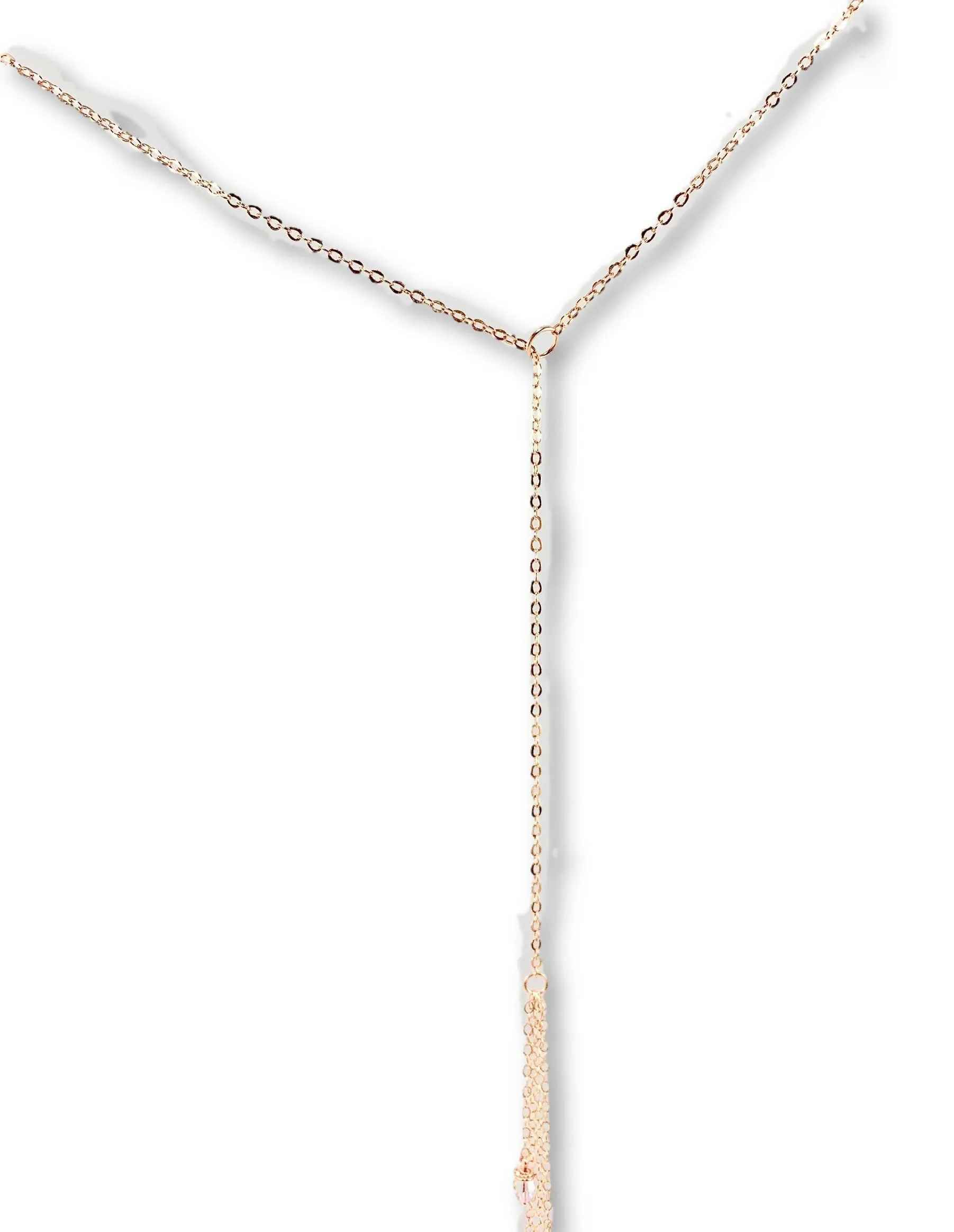 Evening Sparkle Four Crystal Dangle 14K Rose Gold Lariat