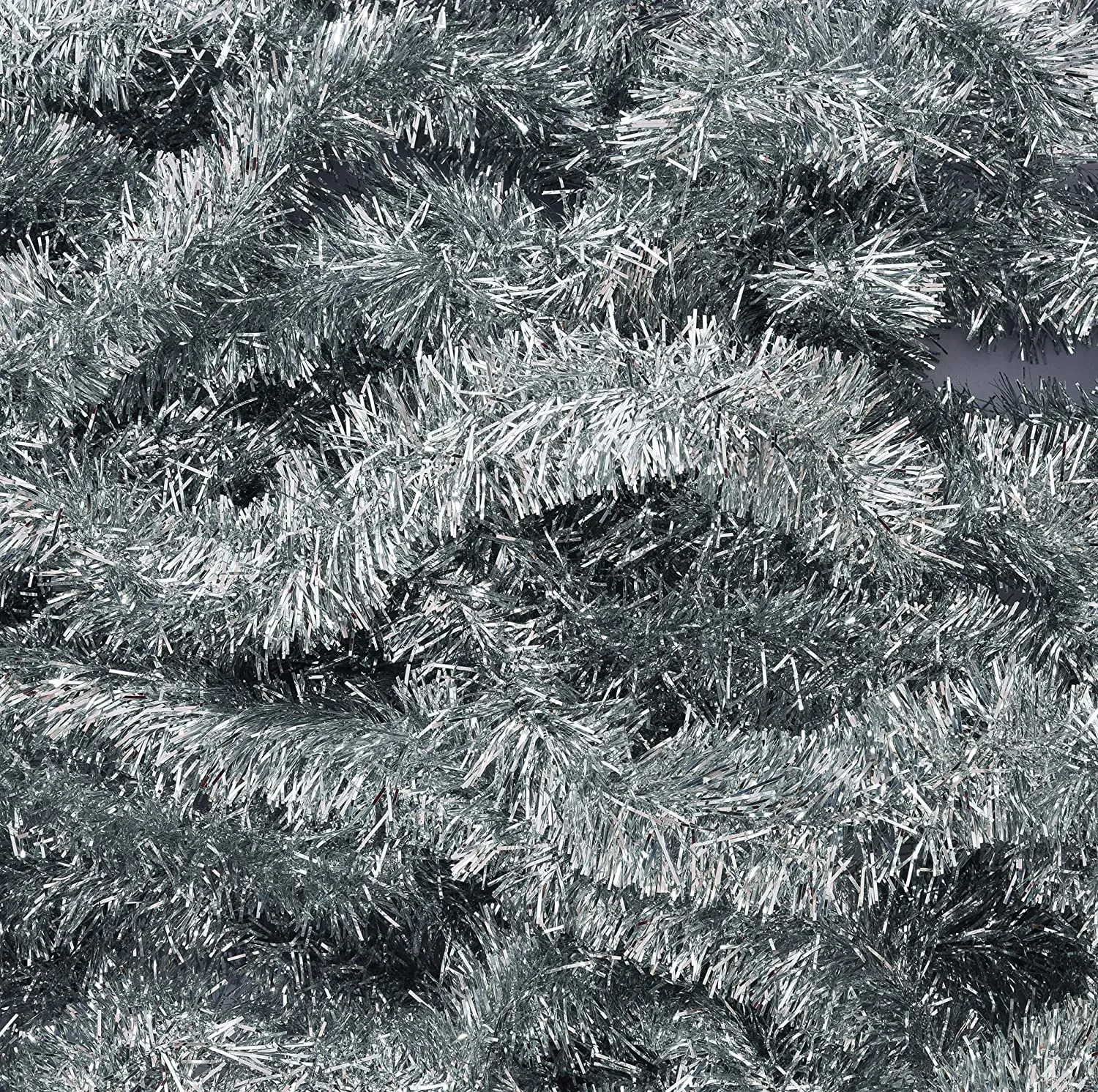 Evisha 4 Pcs Silver Grey Christmas Tree Tinsel Merry Christmas String Garlands for Christmas Tree Christmas Party Decoration