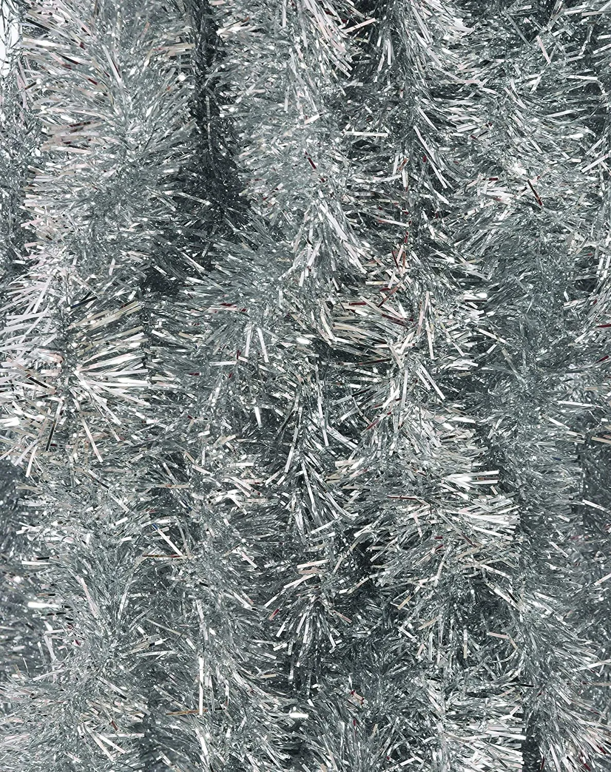 Evisha 4 Pcs Silver Grey Christmas Tree Tinsel Merry Christmas String Garlands for Christmas Tree Christmas Party Decoration