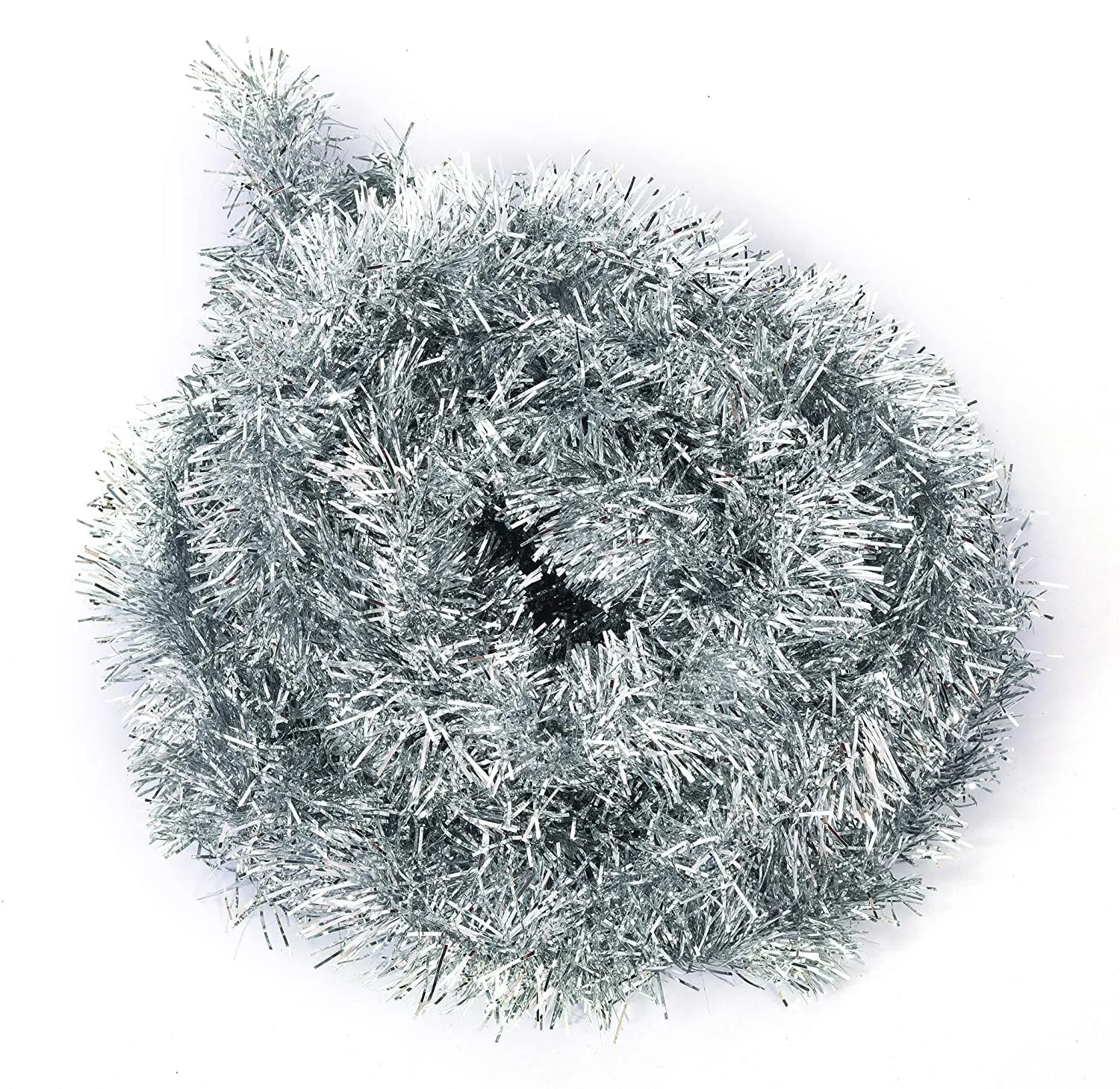 Evisha 4 Pcs Silver Grey Christmas Tree Tinsel Merry Christmas String Garlands for Christmas Tree Christmas Party Decoration