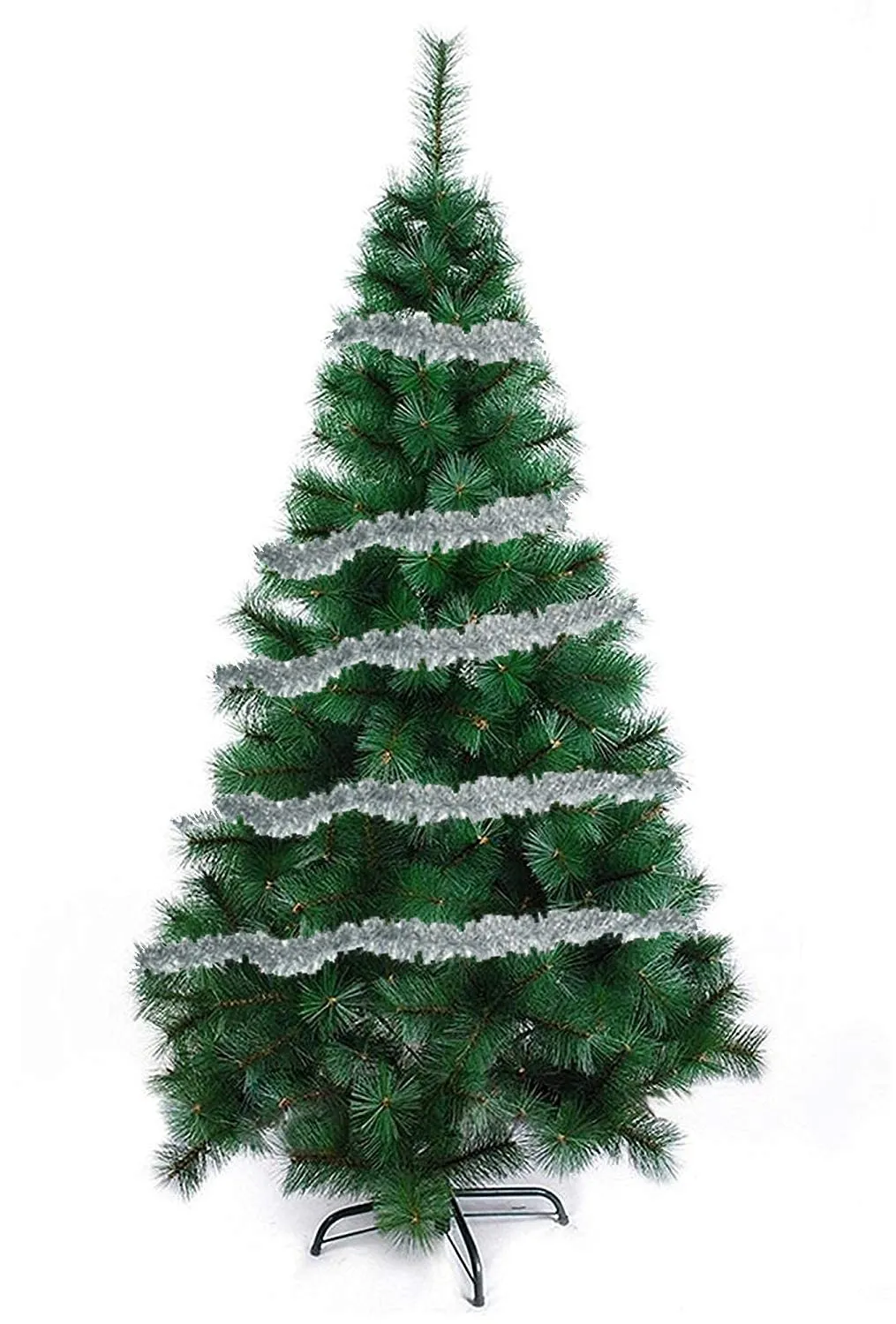 Evisha 4 Pcs Silver Grey Christmas Tree Tinsel Merry Christmas String Garlands for Christmas Tree Christmas Party Decoration