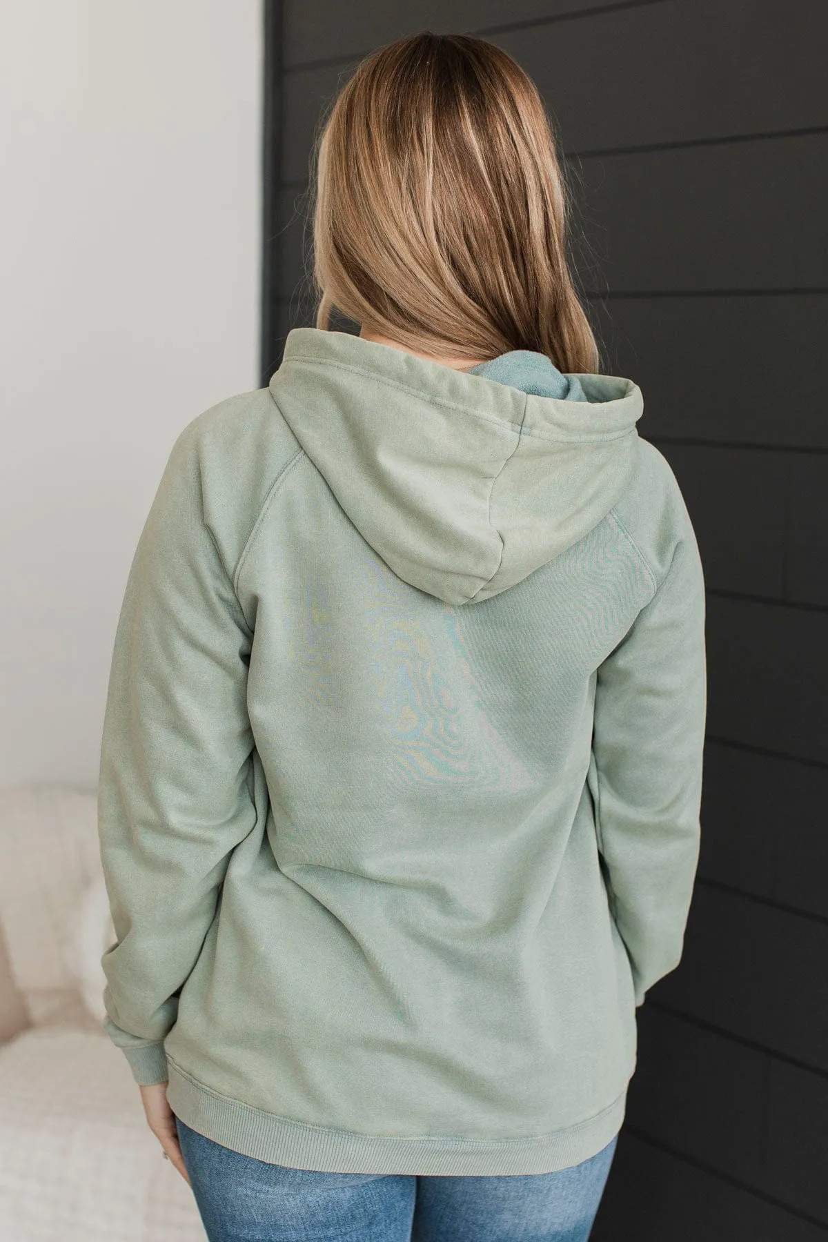 Excellent Mood Drawstring Hoodie- Dusty Sage