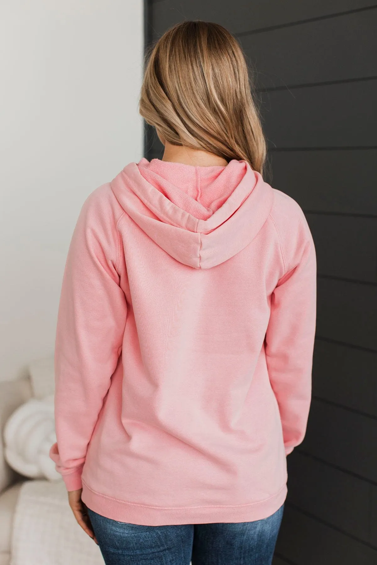 Excellent Mood Drawstring Hoodie- Light Pink