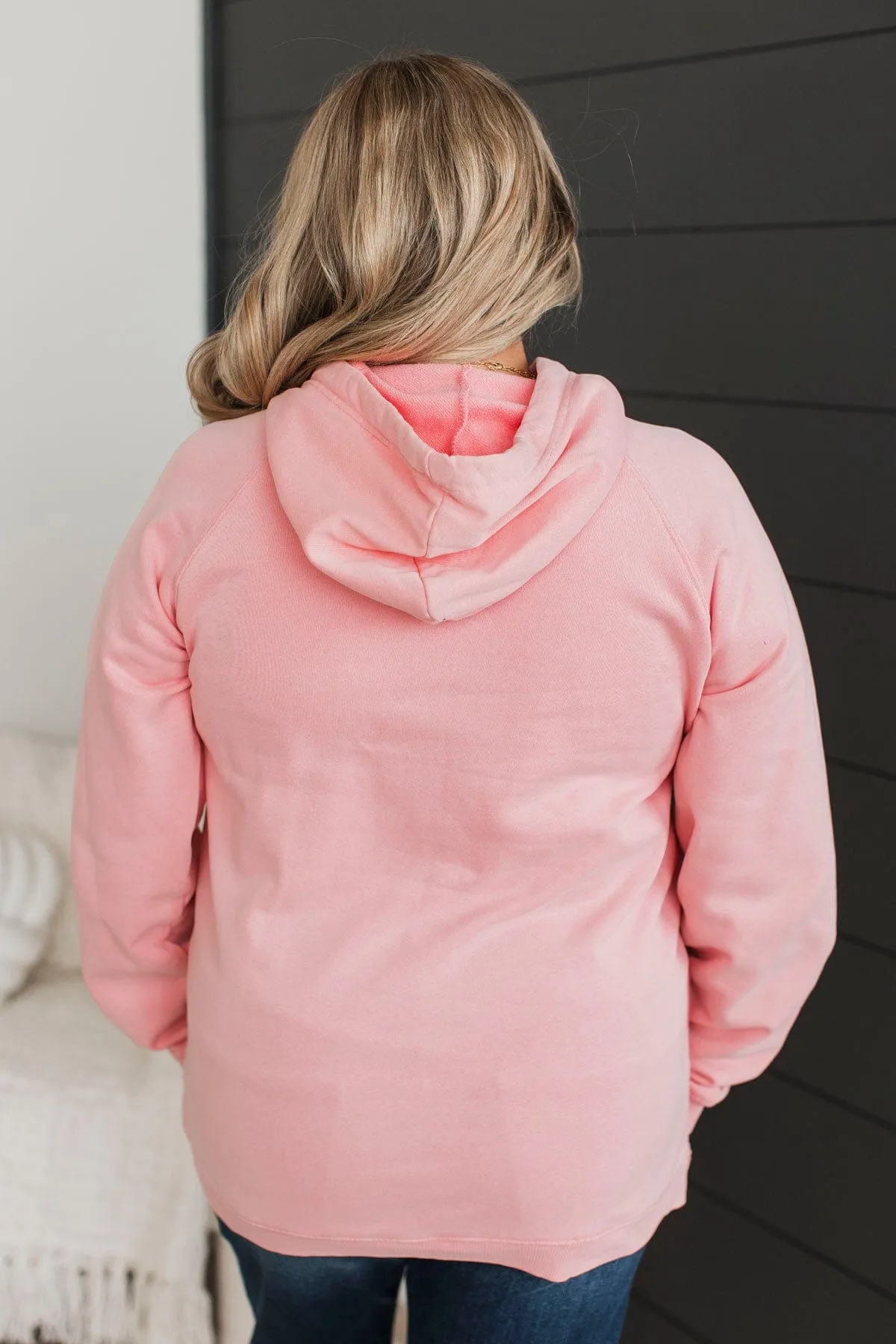 Excellent Mood Drawstring Hoodie- Light Pink
