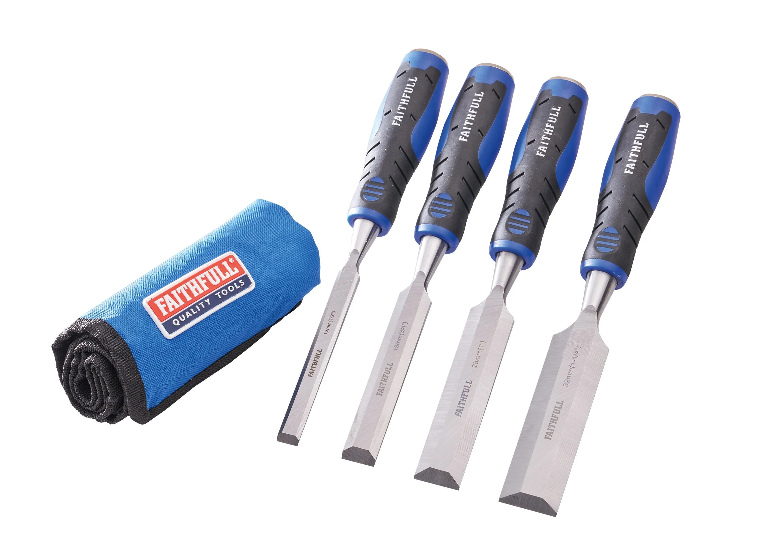 Faithfull 4 Piece Soft Grip Chisel Set in Roll