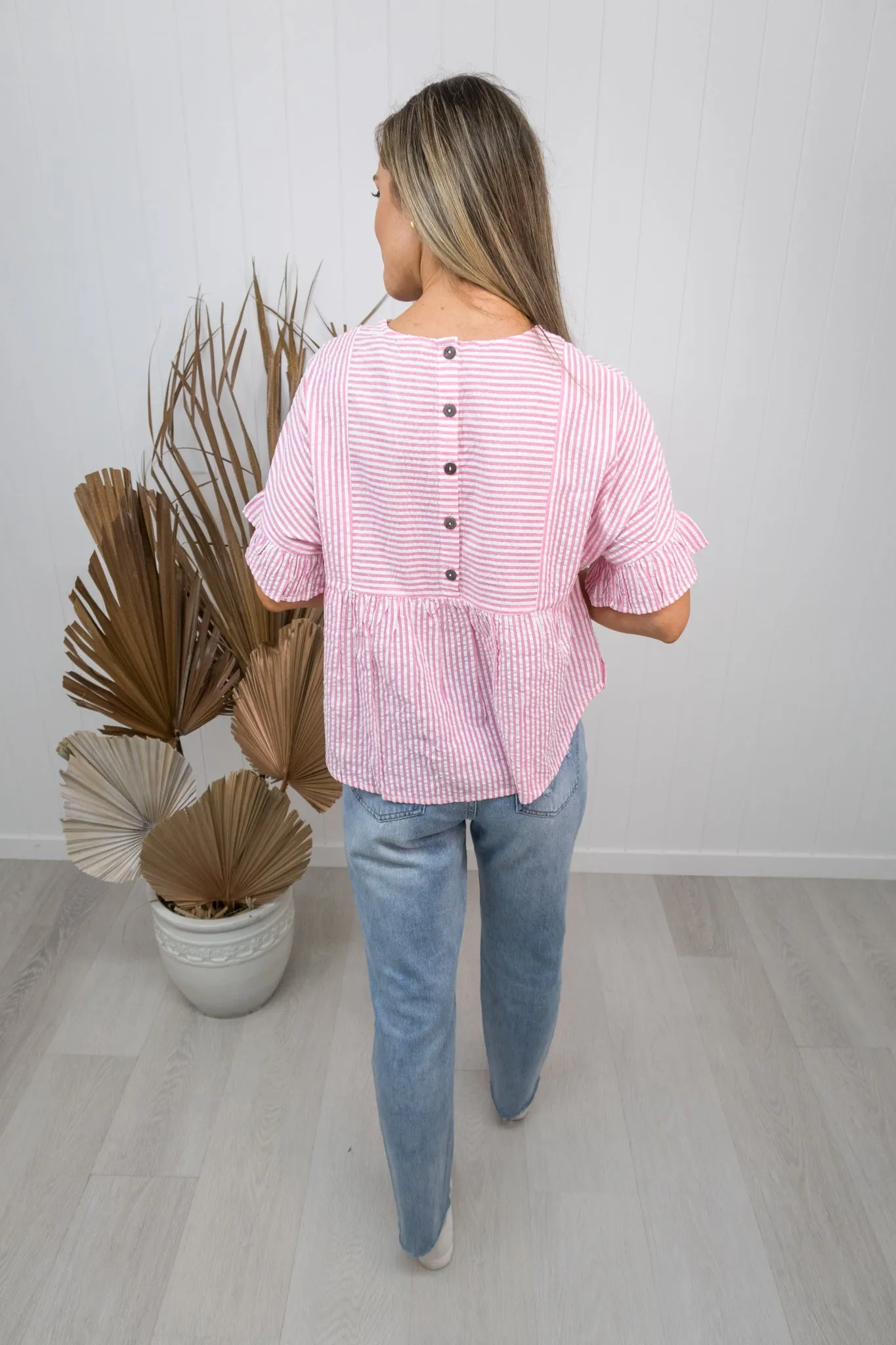 Fallon Top -Pink/white